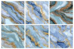 Sky Blue and Gold Glitter Marble Seamless Pattern Product Image 3