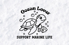 Ocean Lover SVG - Cute Sea Turtle Support Marine Life Design Product Image 1