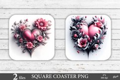 Heart Coaster PNG. Valentines Day Square Coaster PNG Product Image 1