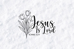 Jesus Is Lord Floral Quote SVG Design Christian Art Product Image 1