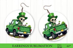 St Patrick’s Day Earring PNG. Skeleton Round Earring PNG Product Image 1