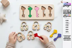Wooden Key and Lock Puzzle Laser Cut | Montessori Toy | CNC Product Image 1