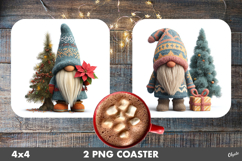 Knitting Gnome Coaster PNG. Christmas Gnome Coaster Product Image 1