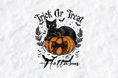 Trick Or Treat SVG - Halloween Black Cat Pumpkin Cut File Product Image 1
