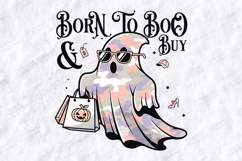 Born To Boo &amp; Buy SVG - Retro Shopping Ghost Halloween PNG Product Image 3