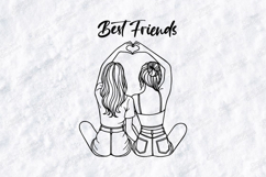 Best Friends Heart SVG | Bestie Line Art Friendship Design Product Image 3