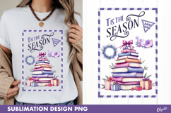 Lilac Christmas Post Stamp Sublimation PNG Product Image 1