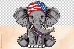 Funny Elephant| Patriotic Clipart | 4th of July Product Image 4