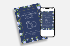 Navy Blue Floral Wedding Invitation Canva Template Product Image 3