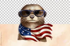 Cartoon Otter | Patriotic Clipart | 4th of July Product Image 3