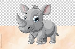 Cute Rhino Clipart 04 variations Product Image 6