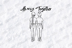 Always Together SVG Best Friends PNG Gift Line Art Bff Product Image 3