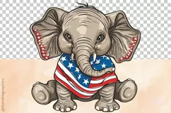Funny Elephant| Patriotic Clipart | 4th of July Product Image 5