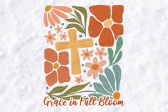 Grace In Full Bloom Christian Floral Cross Sublimation PNG Product Image 3