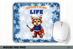 Tiger Winter Sport Mouse Pad PNG, Hocket is My Life Product Image 1