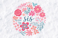 Sis Boho Floral Wreath Pink JPG Digital Art Design Product Image 3