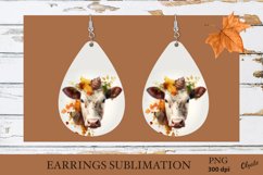 Cow Earrings Sublimation PNG. Fall Earrings PNG Product Image 1