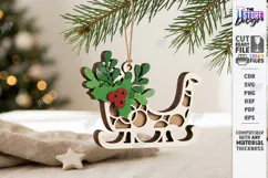 3D Layered Christmas Ornament Laser Cut | Christmas Sleigh Product Image 1