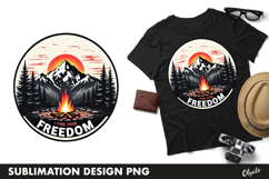 Mountains Forest Round Sublimation PNG Product Image 1