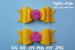 Hair bow with flowers SVG, Cute bow, Classic hair bow svg Product Image 1