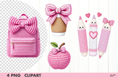 Teacher Valentine Clipart. Pink Crochet Teacher Clipart PNG Product Image 1