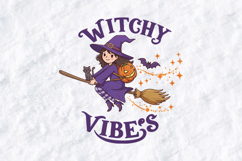 Witchy Vibes SVG - Halloween Witch Flying Broomstick File Product Image 1