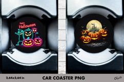 Monster Pumpkin Car Coaster. Halloween Car Coaster PNG Product Image 1