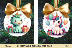 Christmas Ornament Sublimation. Kawaii Round Sign PNG Product Image 1