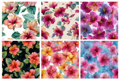 Watercolor Hibiscus Flower Seamless Pattern Product Image 3