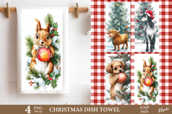Christmas Animal Dish Towel Sublimation PNG Product Image 1