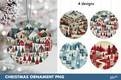 Winter Rustic Patchwork Ornament Sublimation PNG Product Image 1