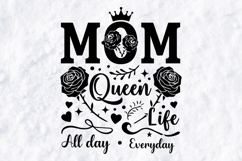 MOM Queen Life SVG - Trendy Rose Floral Motherhood Design Product Image 1