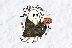 Coffee Lover Ghost SVG - Camo Blanket Halloween PNG Cut Product Image 3