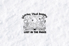 Stories That Inspire Lost In The Pages Reading Line Art Product Image 3