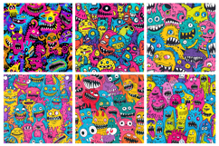 Cute Monster Doodle Art Seamless Pattern and Digital Paper Product Image 3