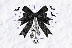 Gothic Spider Web Bow SVG - Halloween Skull &amp; Bats Cut File Product Image 3