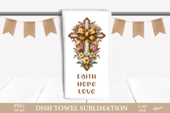 Easter Dish Towel Sublimation, Cross, Religious PNG Product Image 1
