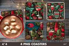 New Year Coaster PNG. Christmas Eve Coaster PNG Product Image 1