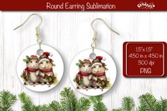 Christmas Round Earring Sublimation Designs Christmas Animal Product Image 1