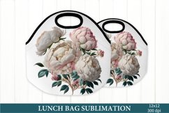 Lunch Bag Sublimation PNG. Peonies Lunch Bag PNG Product Image 1