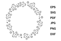 Christmas frame made of gingerbread men, svg Product Image 1