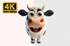 Cheerful Cow with Large Eyes Transparent PNG Product Image 1