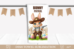 Easter Bunny Dish Towel PNG. Western Bunny Sublimation Product Image 1