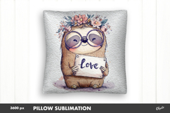 Sloth with Love Quote, Valentine Love Pillow Sublimation Product Image 1