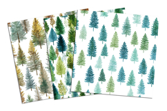 Watercolor Pine Trees Seamless Pattern and Digital paper Product Image 4