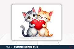 Lovely Cute Kittens PNG, Valentine Cutting Board Sublimation Product Image 1