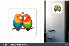 Lovebirds Magnet Sublimation, Valentines Day Fridge Magnet Product Image 1