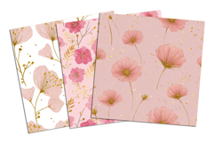 Pink and Gold Flowers Seamless Pattern and Digital paper Product Image 4