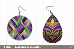 Earring Teardrop Mardi Gras, Earring Round Mardi Gras PNG Product Image 1