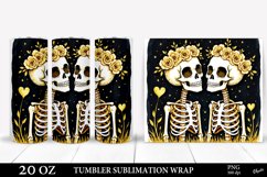Golden Skeletons PNG. Valentine’s Day Tumbler Wrap Product Image 1